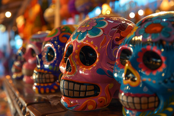 Beautiful greeting card with bright holiday composition for happy to joy celebrate dia de muertos