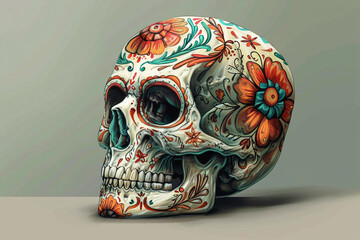 Beautiful greeting card with bright holiday composition for happy to joy celebrate dia de muertos