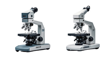 Set Of Front view of a single atomic force microscope isolated on a white transparent background....