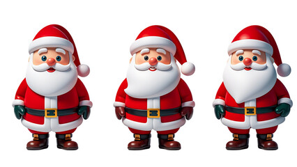 Set Of 3d Christmas character American santa claus isolated on white background....