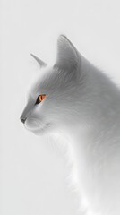 Obraz premium Haunting Ethereal Feline Entity with Luminous Hypnotic Eyes on Pristine White Background