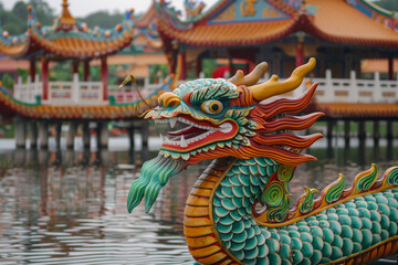 Fototapeta premium Beautiful greeting card with holiday composition for celebrate chinese dragon boat festival