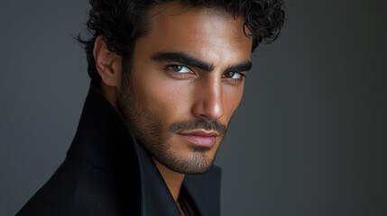 Portrait of a Handsome Man with a Stubble