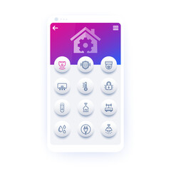 smart house and home automation app with line icons