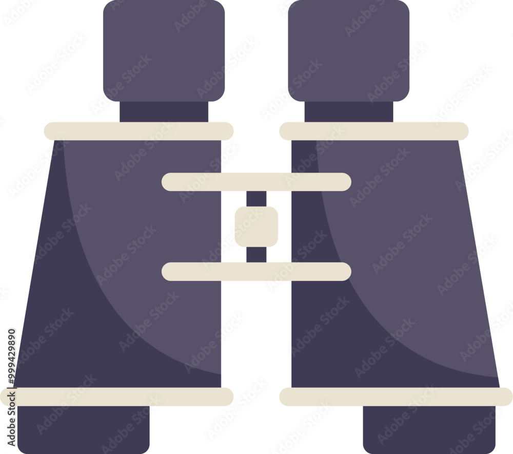 Poster binoculars icon in flat style showing concept of searching and finding