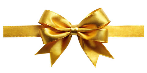 Fototapeta premium Gold satin ribbon and bow, realistic bow for decoration with transparent background