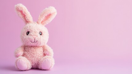 Cute Bunny Plush Toy on Pastel Purple Background