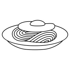 illustration of a noodle with egg on plate