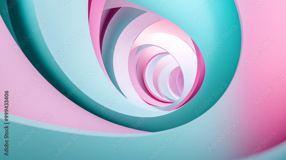 Poster colorful spiral design in soft pastel shades creating a dynamic and mesmerizing visual effect