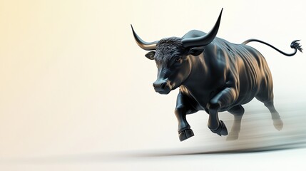 Obraz premium Black Bull Charging Stock Market Financial Success Investment
