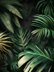 tropical plants, palm leaves, monstera leaves, exotic plants, jungle plants,