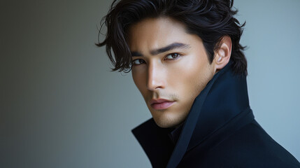 Handsome Man with Black Hair and Blazer