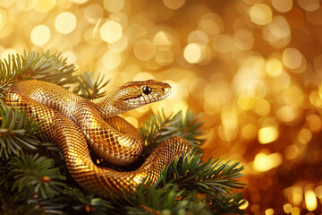 Fototapeta premium Beautiful greeting card with holiday composition for happy and joy celebrate New Year