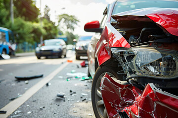 Collision of two vehicles involved in major accident on city road with damage