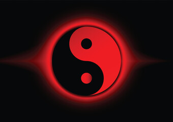 Yin Yang red and black symbol with red growing in black background