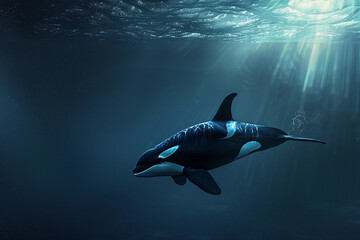 Obraz premium Fantastically beautiful majestic huge whale in ocean