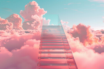 Fantastically beautiful staircase leading to cloudy sky