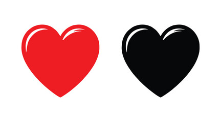  Red and black heart vector icons. Vector hearts for valentine day. Sign or symbol of heart.