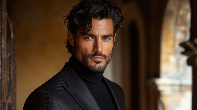 Handsome Man in Black Suit