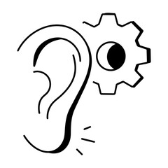 Active listening icon in doodle style 

