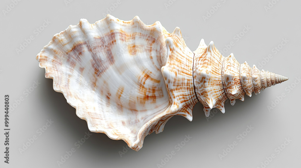 Aufkleber exquisite spiral shell showcasing intricate patterns and textures on a light gray background