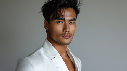Handsome Asian Man in White Blazer