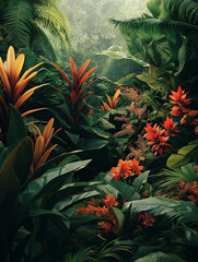 Fototapeta premium tropical plants, palm leaves, monstera leaves, exotic plants, jungle plants,