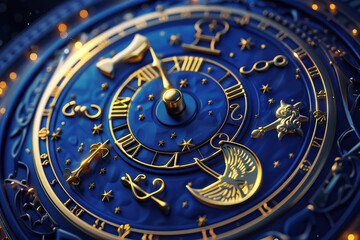 Obraz premium Astrological composition with zodiac circle in signs and symbols