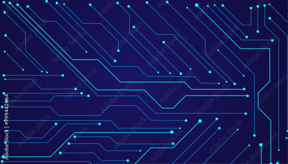 Poster Vector illustration fantastic digital technology. Abstract digital tech bg. Electronics and computer technology concept.