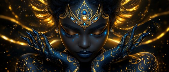 Enchanted Beauty with Golden Accents and Mystical Vibes