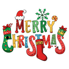 Merry Christmas Colorful Lettering 