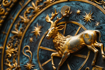 Fototapeta premium Astrological composition with concept of Deer zodiac sign symbol