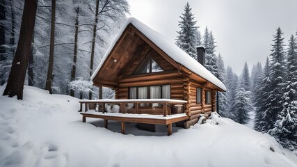 cabin with winter