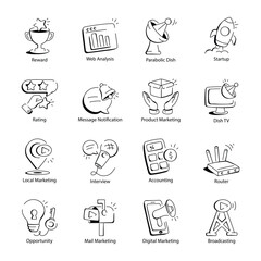 Basic RGBSet of Promotion Hand Drawn Style Icons 

