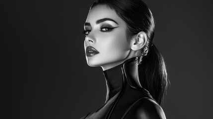 Fototapeta premium Beautiful Woman with Black and White Makeup
