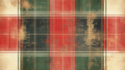 Classic tartan pattern featuring rich colors on textured fabric background