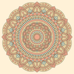 Decorative Colorful Floral Mandala Design. Ornament Vector Illustration with Background.