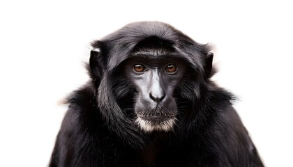 Obraz premium Black furred Siamang isolated on white background. Symphalangus Syndactylus