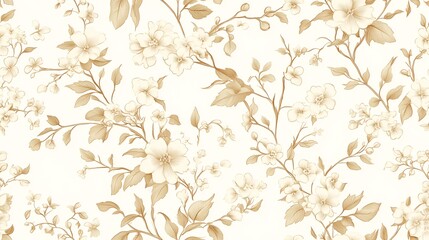 Subtle Minimalist Floral Toile Pattern Design