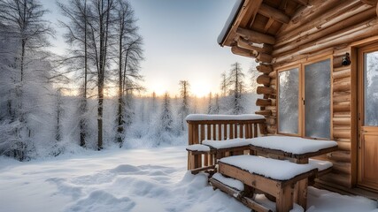 cabin with winter
