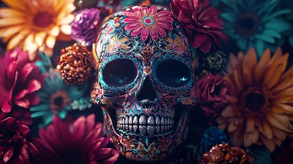 Vibrant Day of the Dead Skull A Mexican Celebration