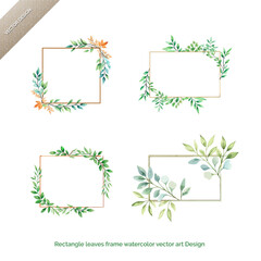 Leafy Rectangle Frame  Watercolor Vector Art Design