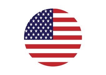 Flag of the United States of America I Circle and White background