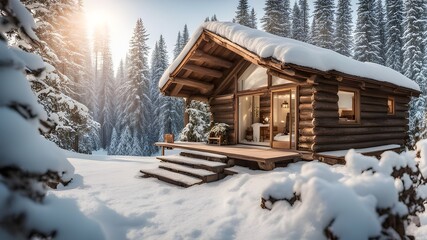 cabin with winter