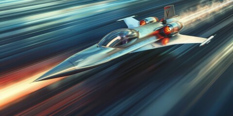 Futuristic Jet in Flight