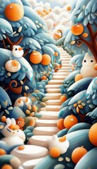 Children adventuring in a wonderland