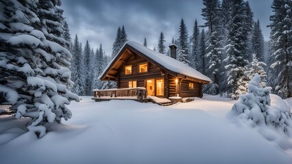 cabin with winter