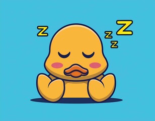 cute duck mascot is fast asleep vector