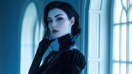 Mysterious Woman in Black Dress