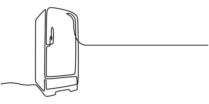 recommend clip art: Open retro refrigerator continuous line drawing. One line art of home appliance, kitchen, electrical, freezer, food storage, One single line drawing of refrigerator home appliance. Electricity kitchen